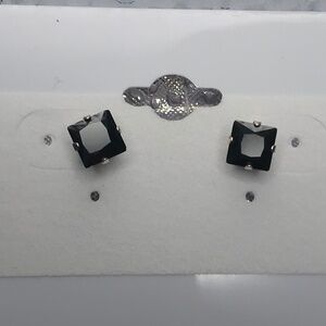 Black Square CZ Studs